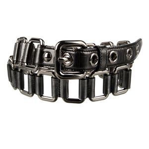 Miu Miu Authentic Vintage Chain Link Leather Belt Silver Hardware